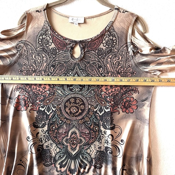 Cover Charge L Large Y2K Embellished Rhinestone 90s 00s ‎ Western Tunic Top - Picture 9 of 11